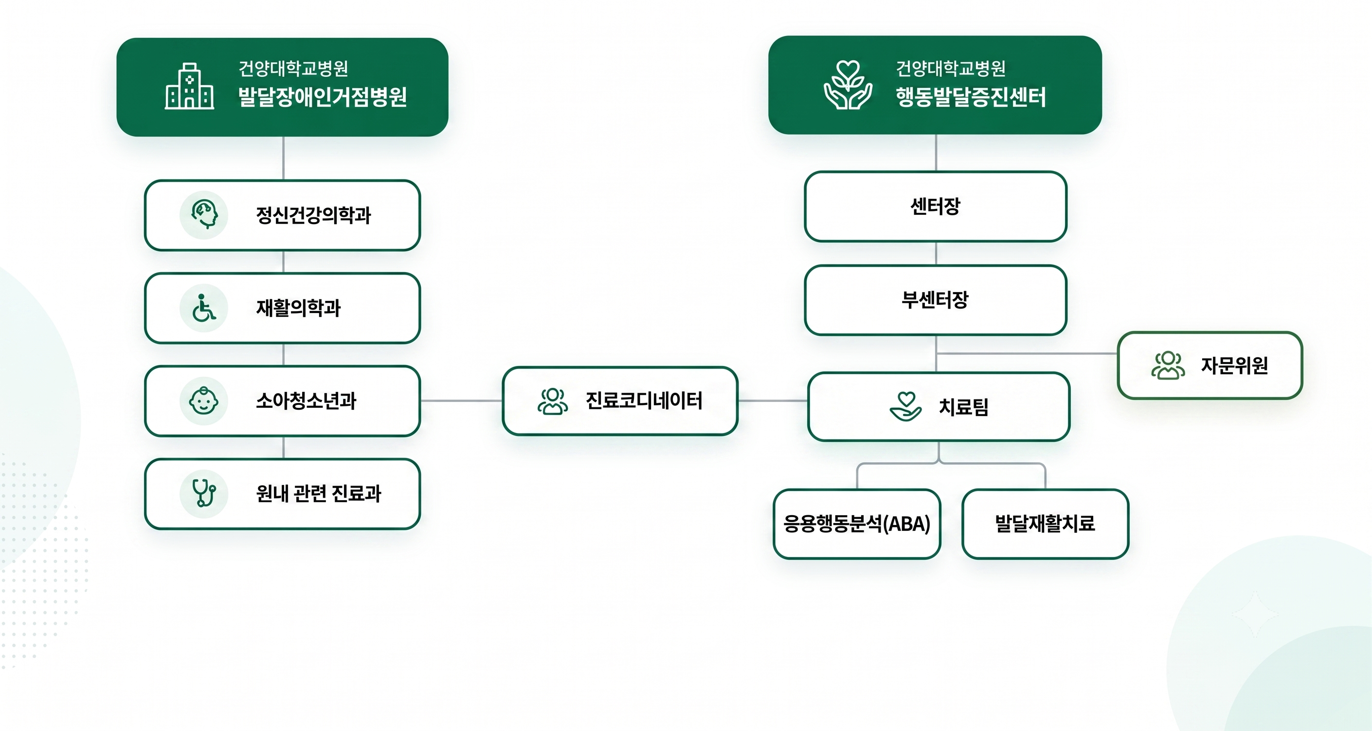 건양대학교병원 발달장애인거점병원 행동발달증진센터 조직도
